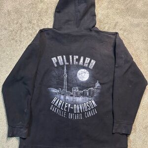 Harley Davidson Men’s Black Pullover Hoodie Size XL Canada Y2K Biker